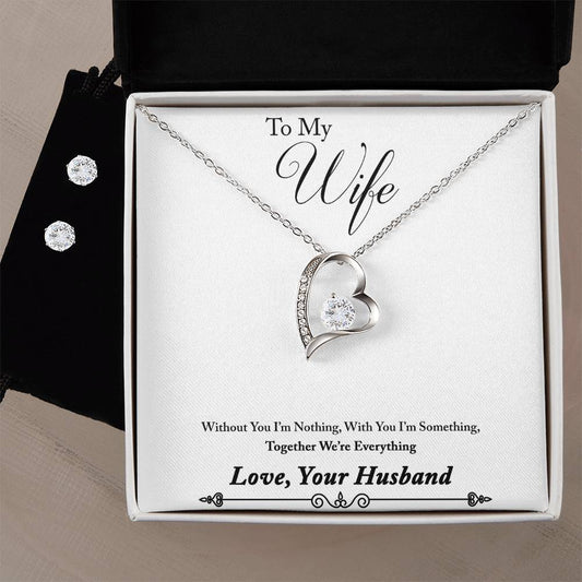 Wife My Everything Heart Necklace and Earring Set-[product type]