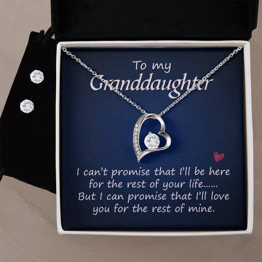 Granddaughter Heart Necklace and Earring Set-[product type]