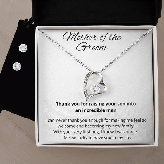 Mother of the Groom (2) Heart Necklace and Earring Set-[product type]