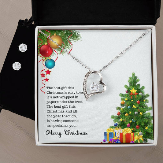 Christmas Heart Necklace and Earring Set-[product type]