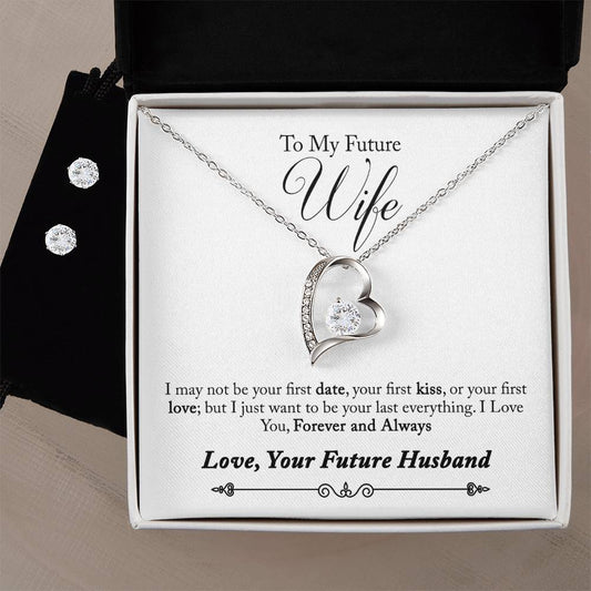 To My Future Wife Heart Necklace and Earring Set-[product type]