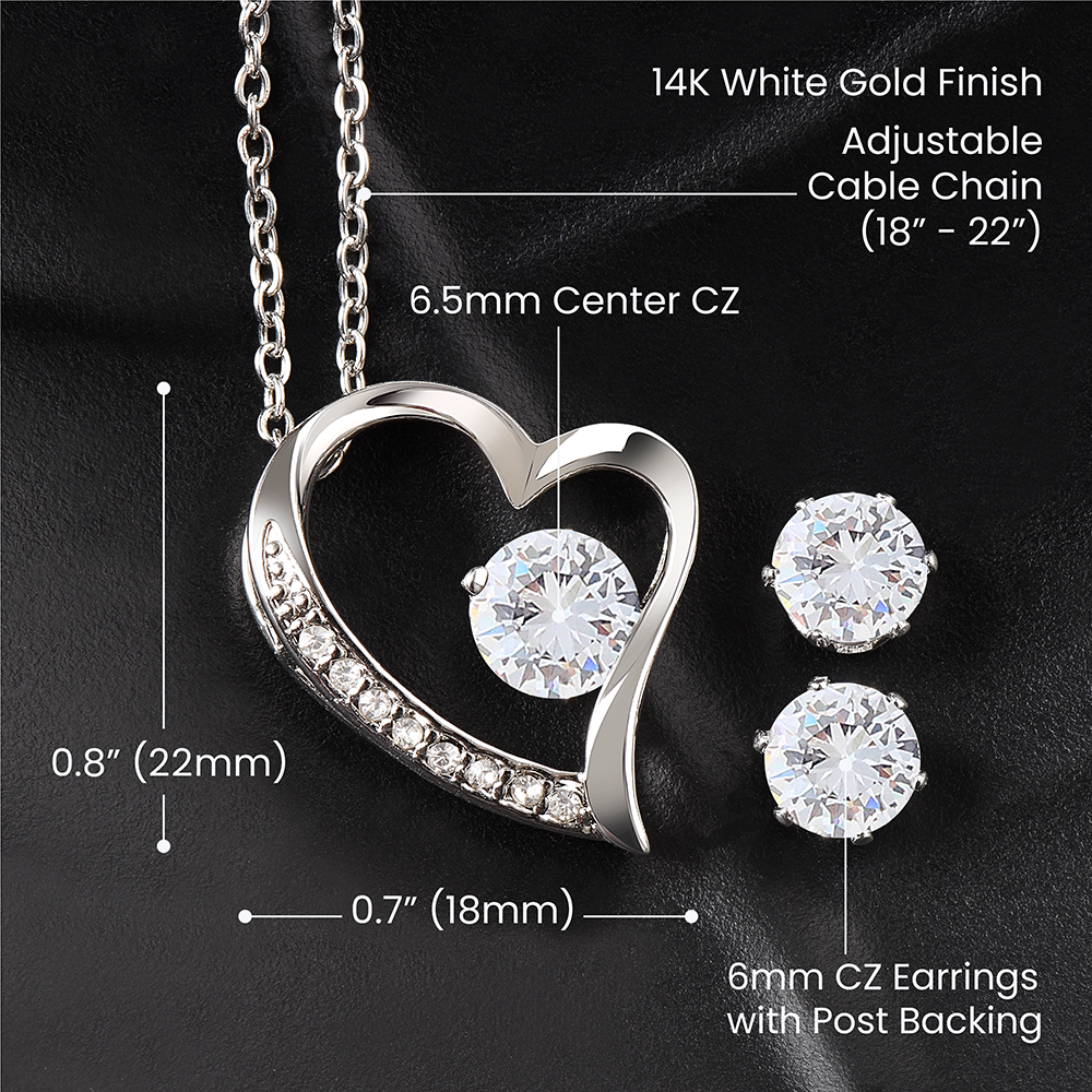 amazing momwife white background Heart Necklace and Earring Set-[product type]