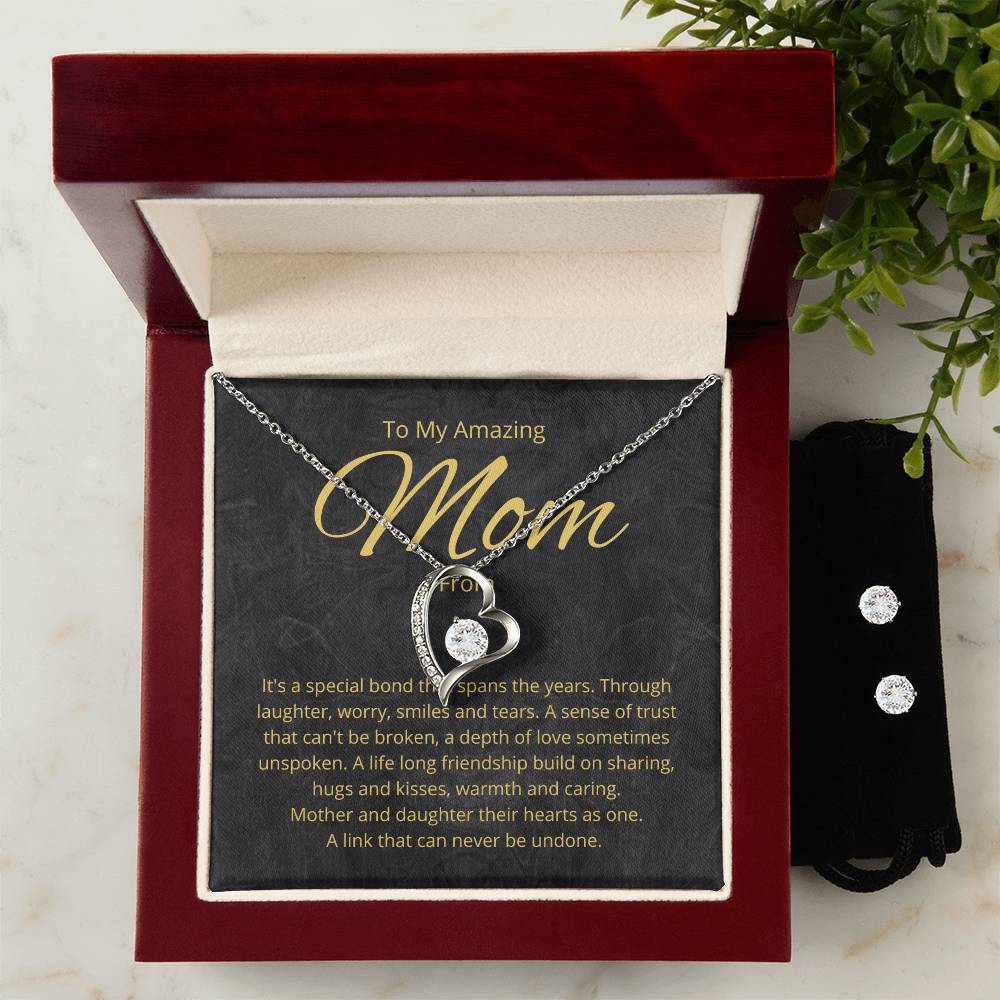 amazing momwife white background Heart Necklace and Earring Set-[product type]