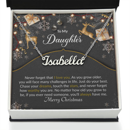 Merry Christmas Daughter - Personalized Name Necklace-[product type]