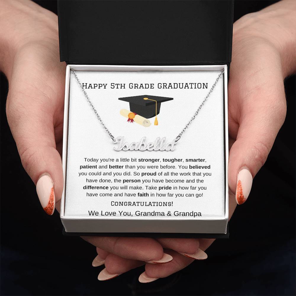 5th Grade Graduation Name Necklace from Grandma Grandpa-[product type]