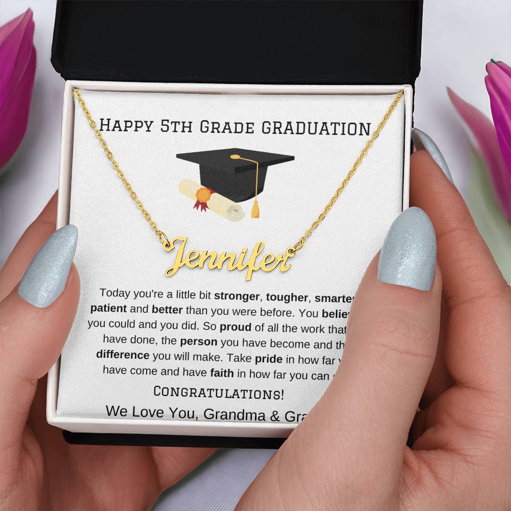 5th Grade Graduation Name Necklace from Grandma Grandpa-[product type]