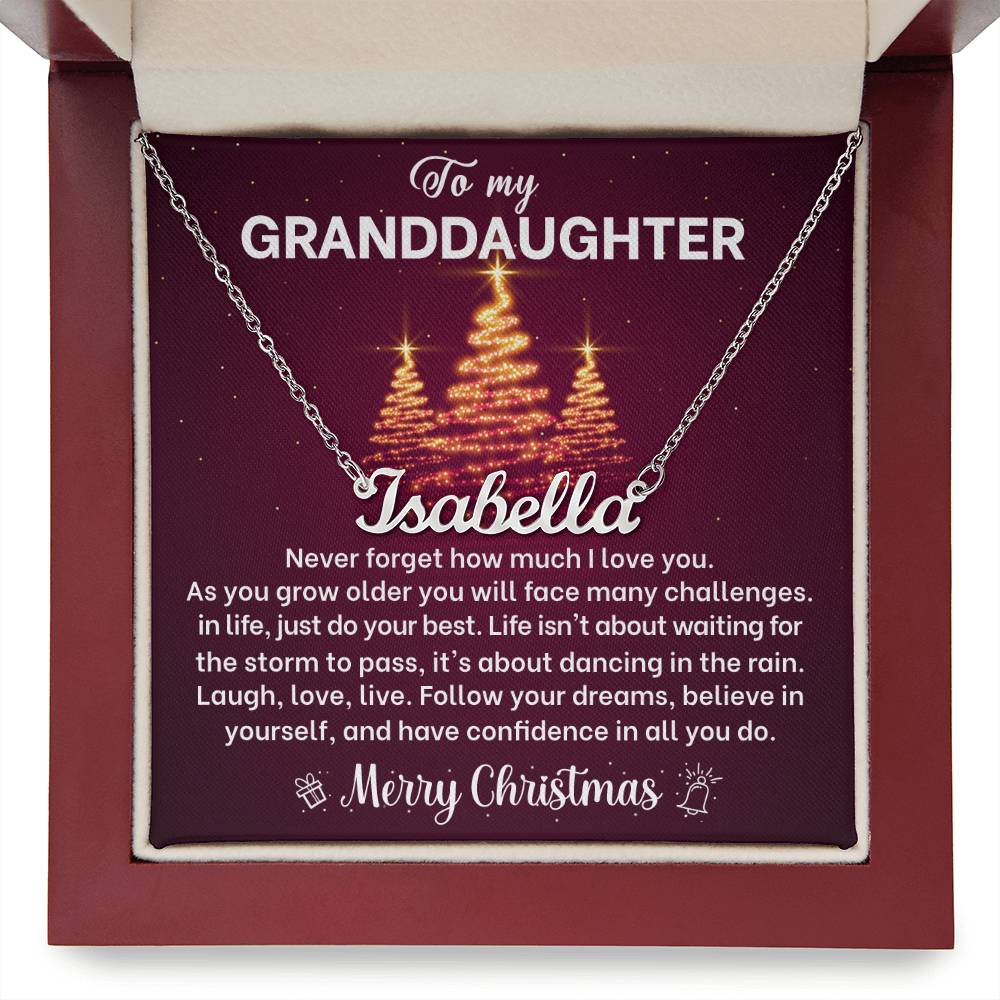 Merry Christmas Granddaughter Name Necklace Gift