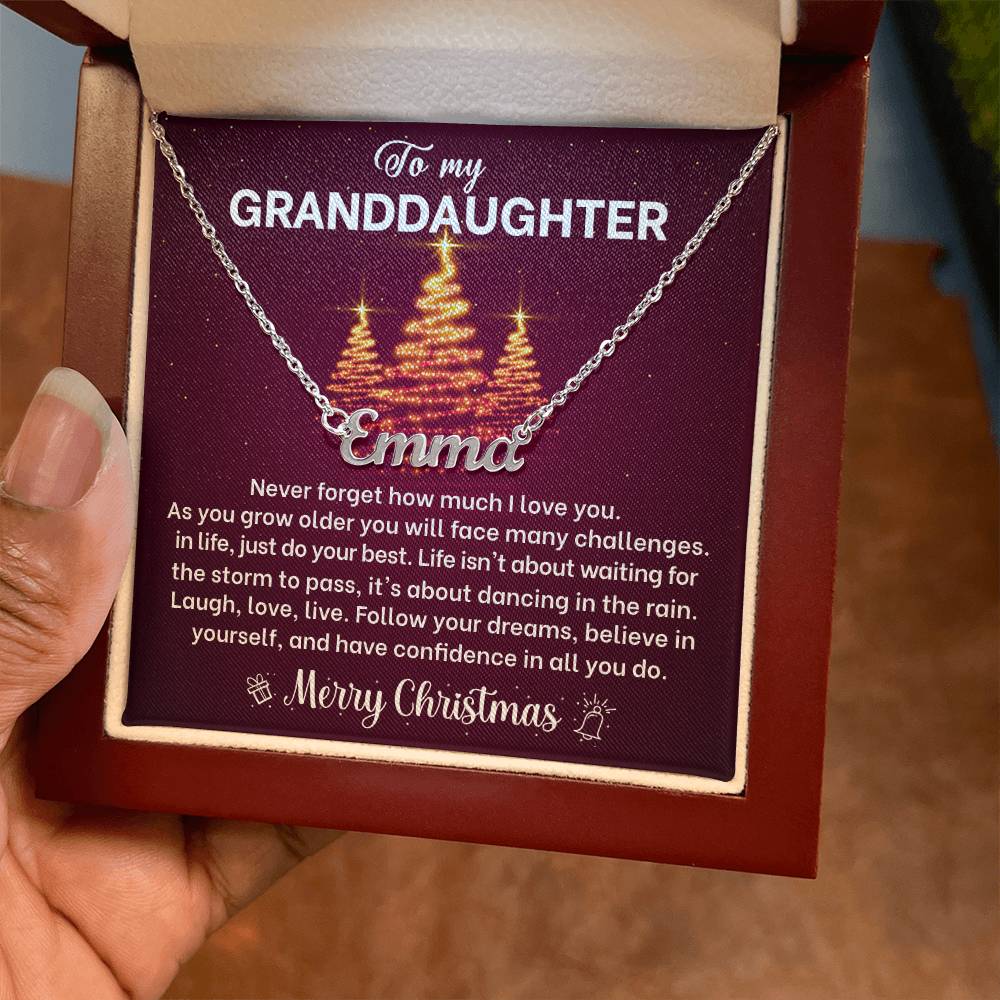 Merry Christmas Granddaughter Name Necklace Gift