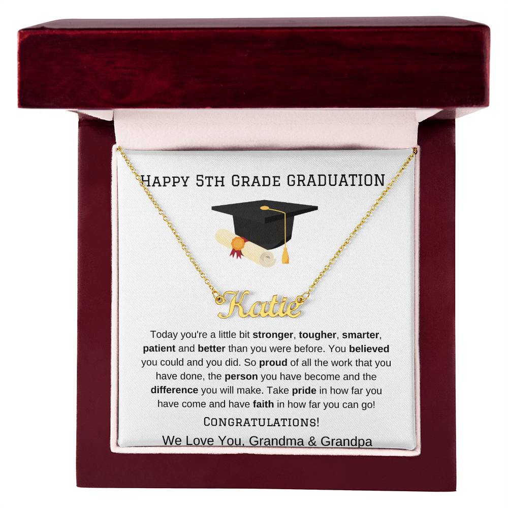 5th Grade Graduation Name Necklace from Grandma Grandpa-[product type]