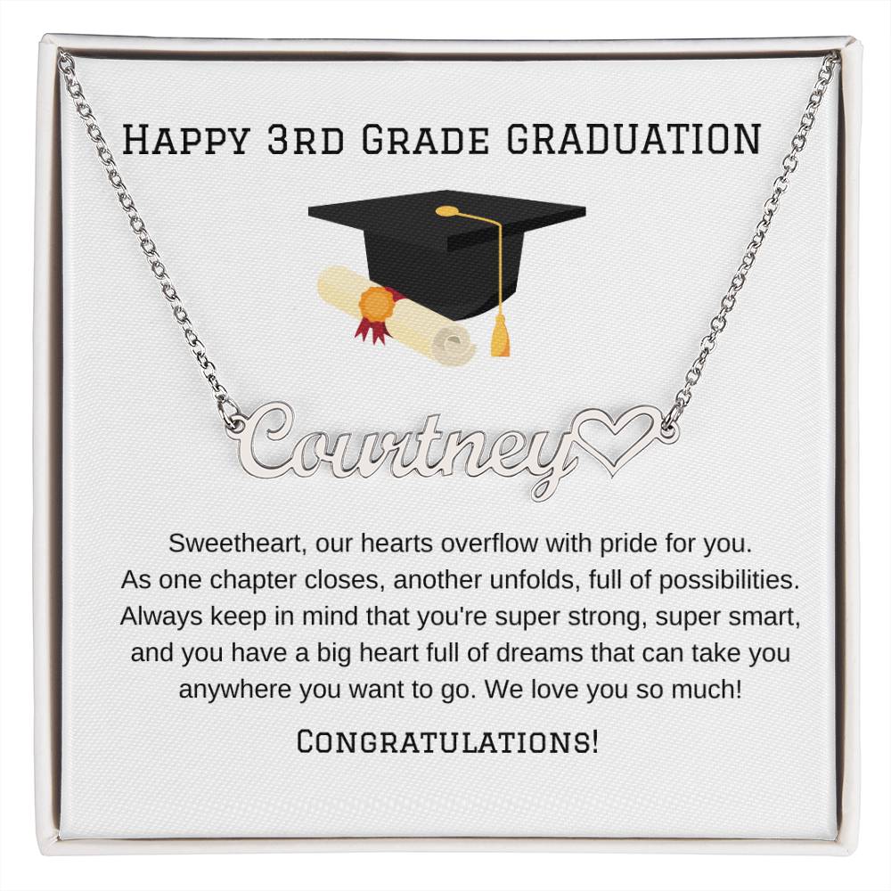 3rd Grade Graduation Name Necklace with Heart-Jewelry