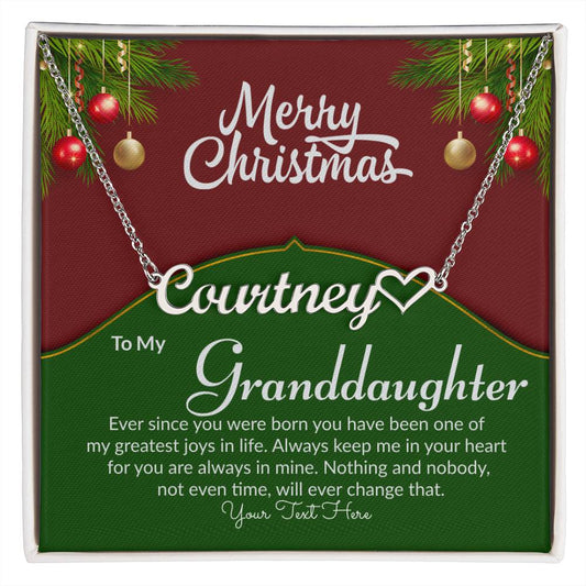 Merry Christmas Granddaughter Name Necklace-[product type]