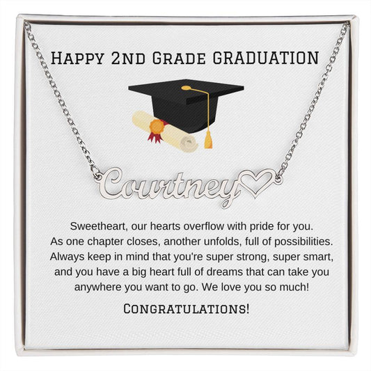 2nd Grade Graduation Name Necklace with Heart-Jewelry