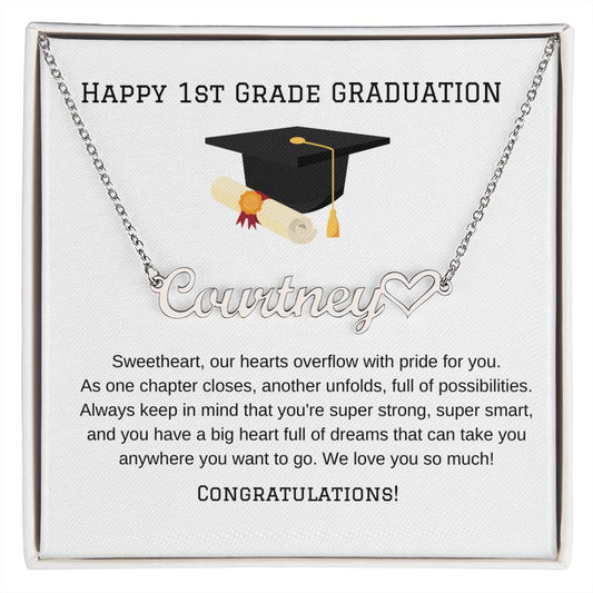 1st Grade Graduation Name Necklace with Heart-Jewelry