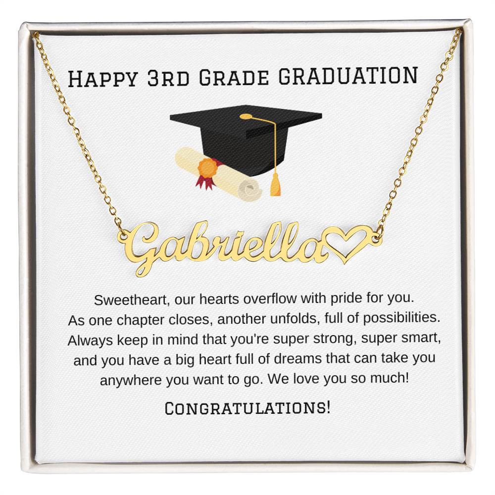 3rd Grade Graduation Name Necklace with Heart-Jewelry