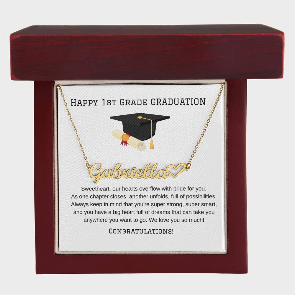 1st Grade Graduation Name Necklace with Heart-Jewelry