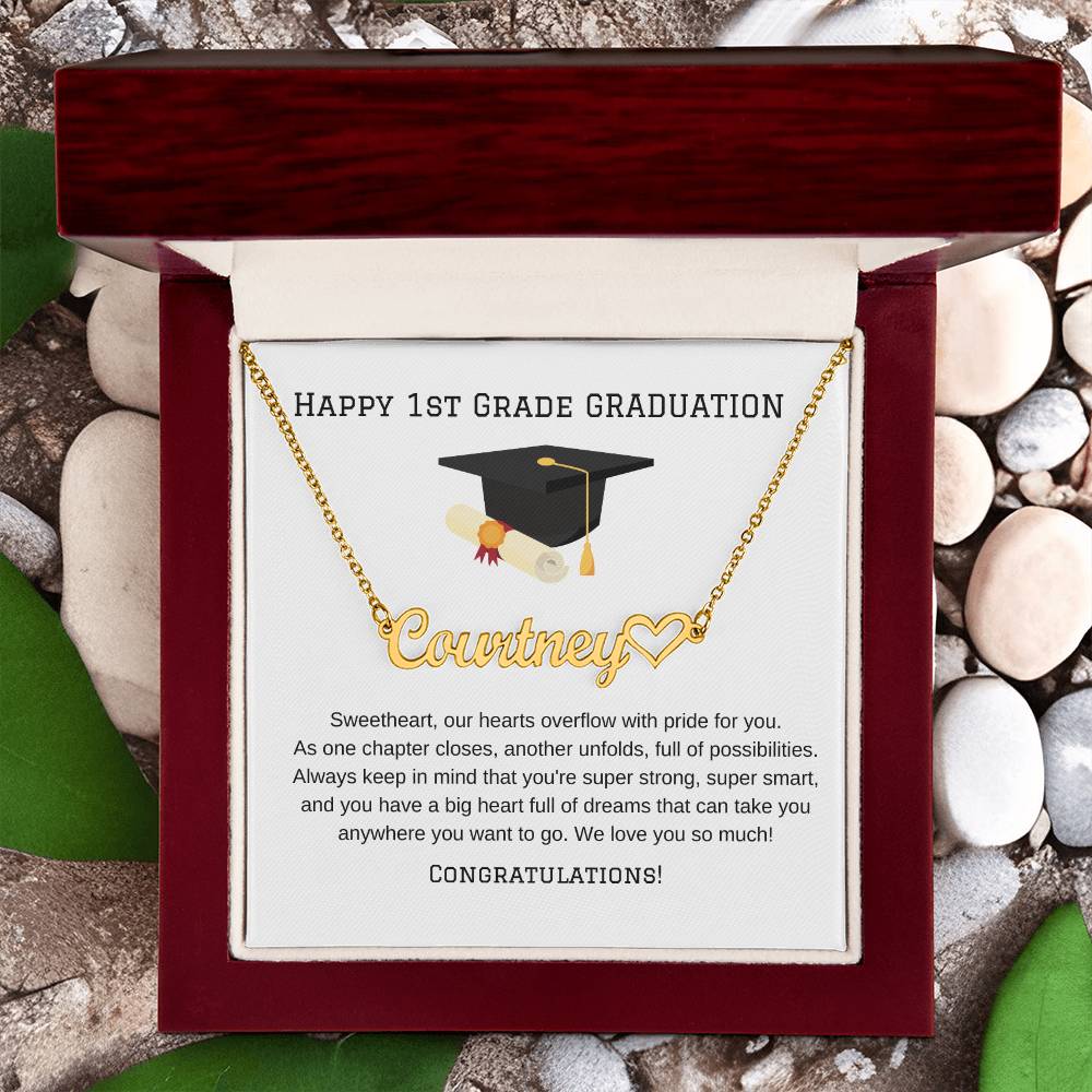 1st Grade Graduation Name Necklace with Heart-Jewelry