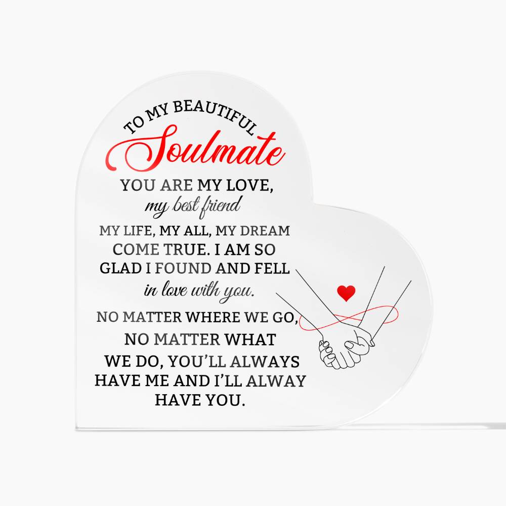 To My Soulmate Heart Plaque Gift for Wife Girlfriend Husband-[product type]