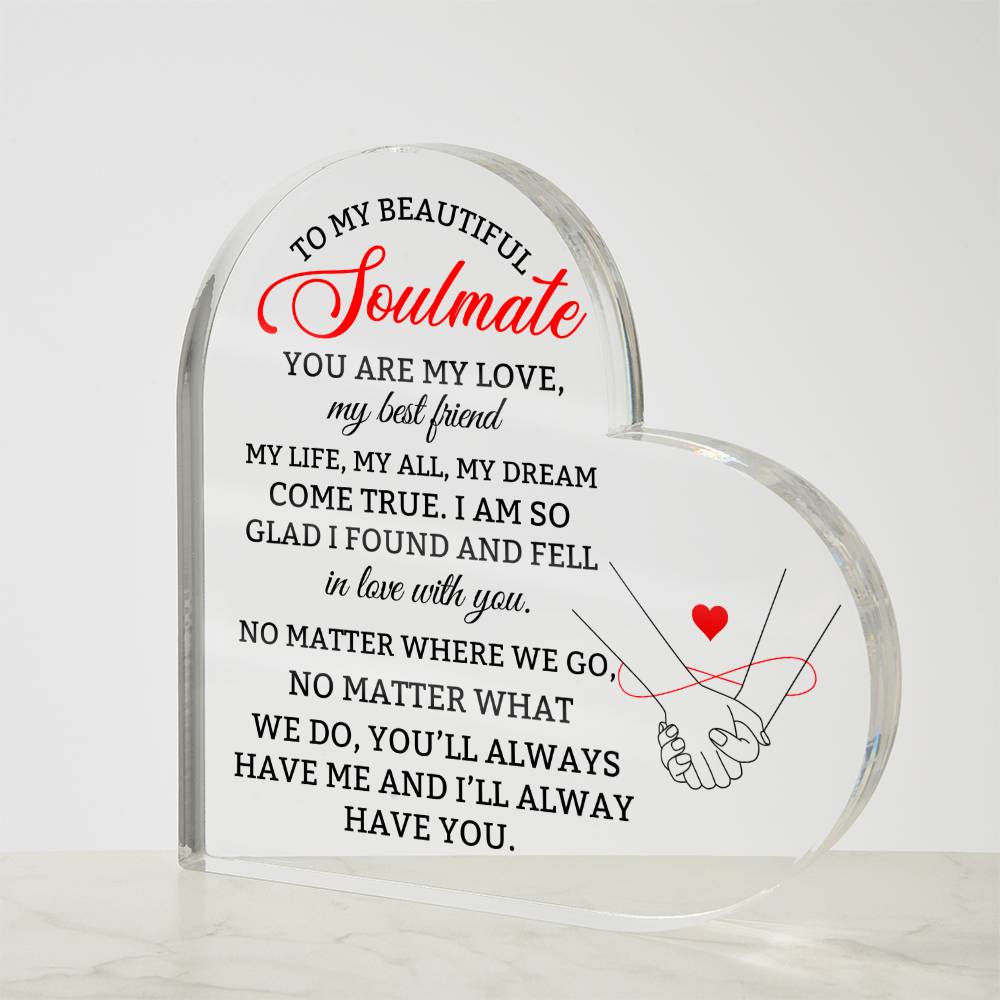 To My Soulmate Heart Plaque Gift for Wife Girlfriend Husband-[product type]