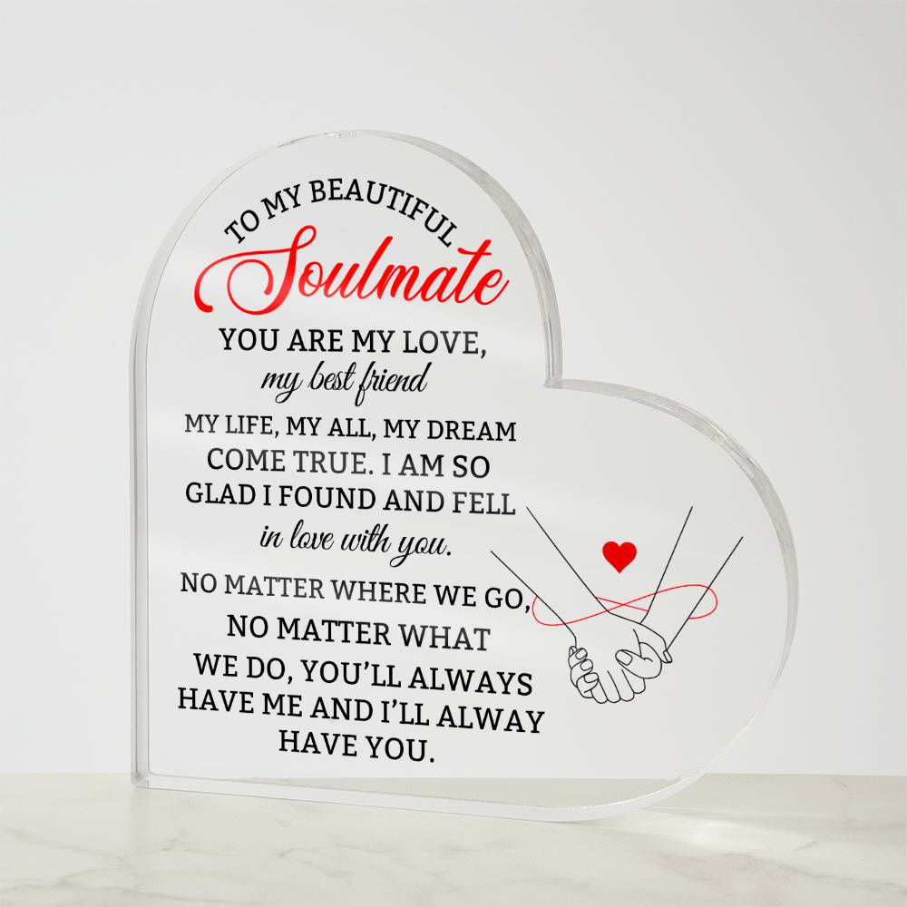 To My Soulmate Heart Plaque Gift for Wife Girlfriend Husband-[product type]