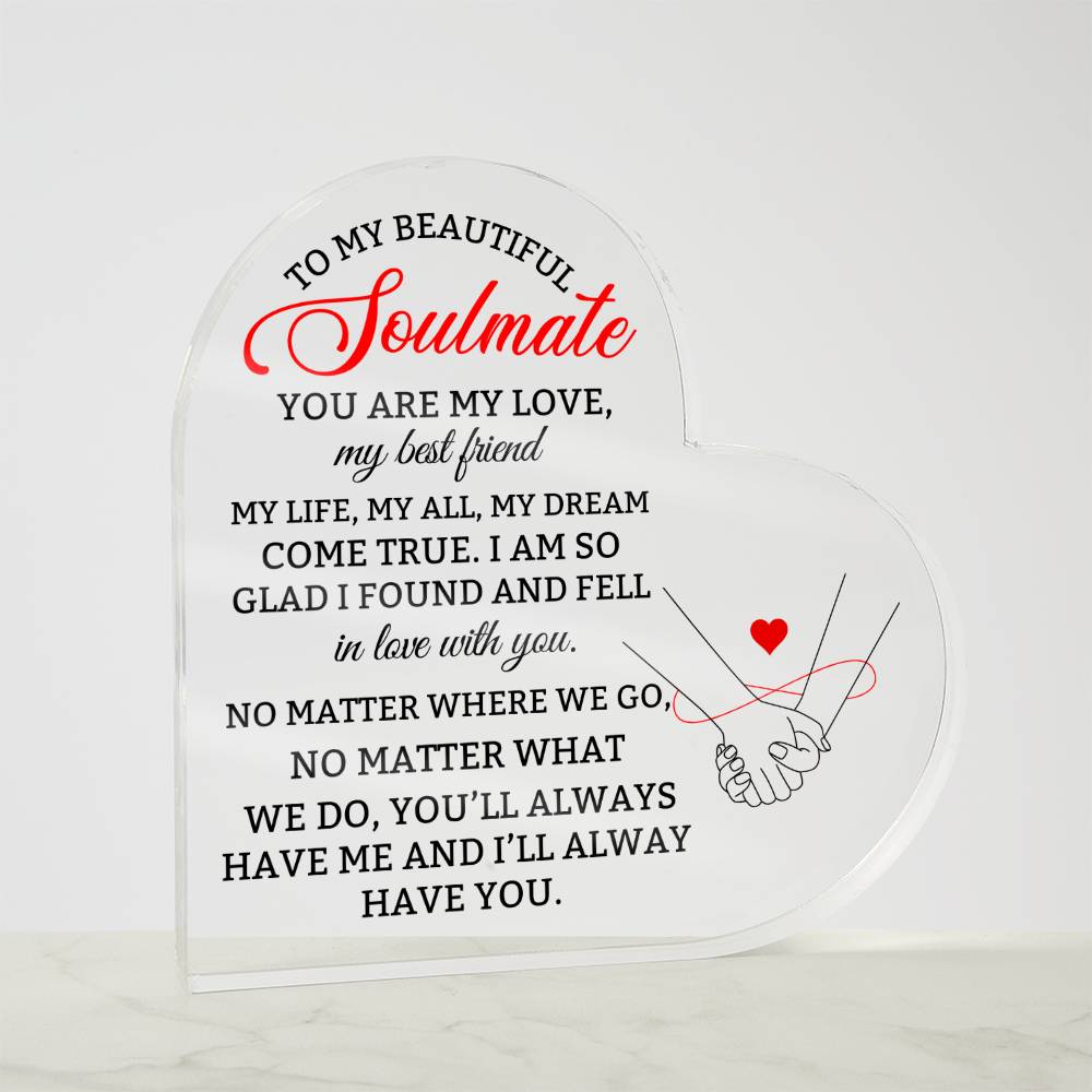 To My Soulmate Heart Plaque Gift for Wife Girlfriend Husband-[product type]