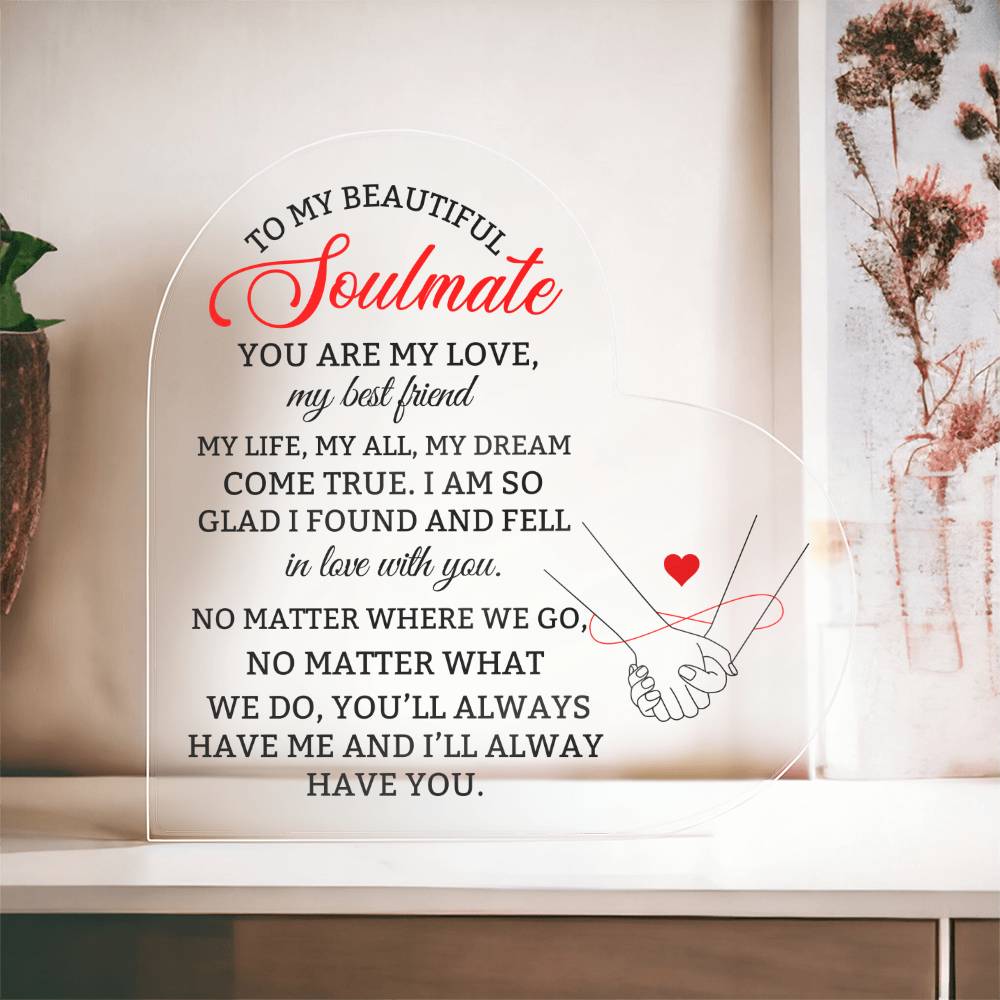 To My Soulmate Heart Plaque Gift for Wife Girlfriend Husband-[product type]