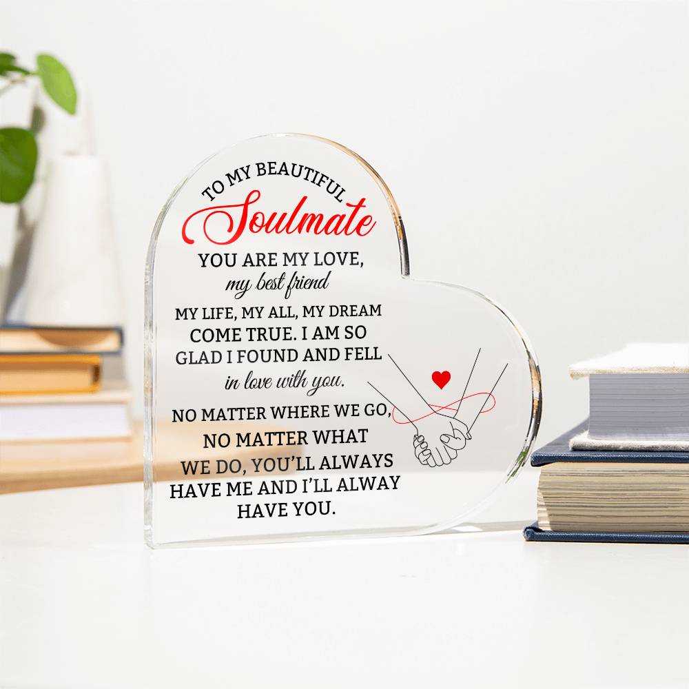 To My Soulmate Heart Plaque Gift for Wife Girlfriend Husband-[product type]