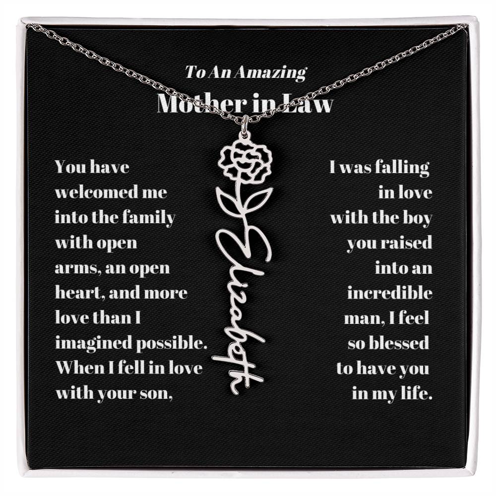 Mother in Law Personalized Birth flower Name Necklace-[product type]