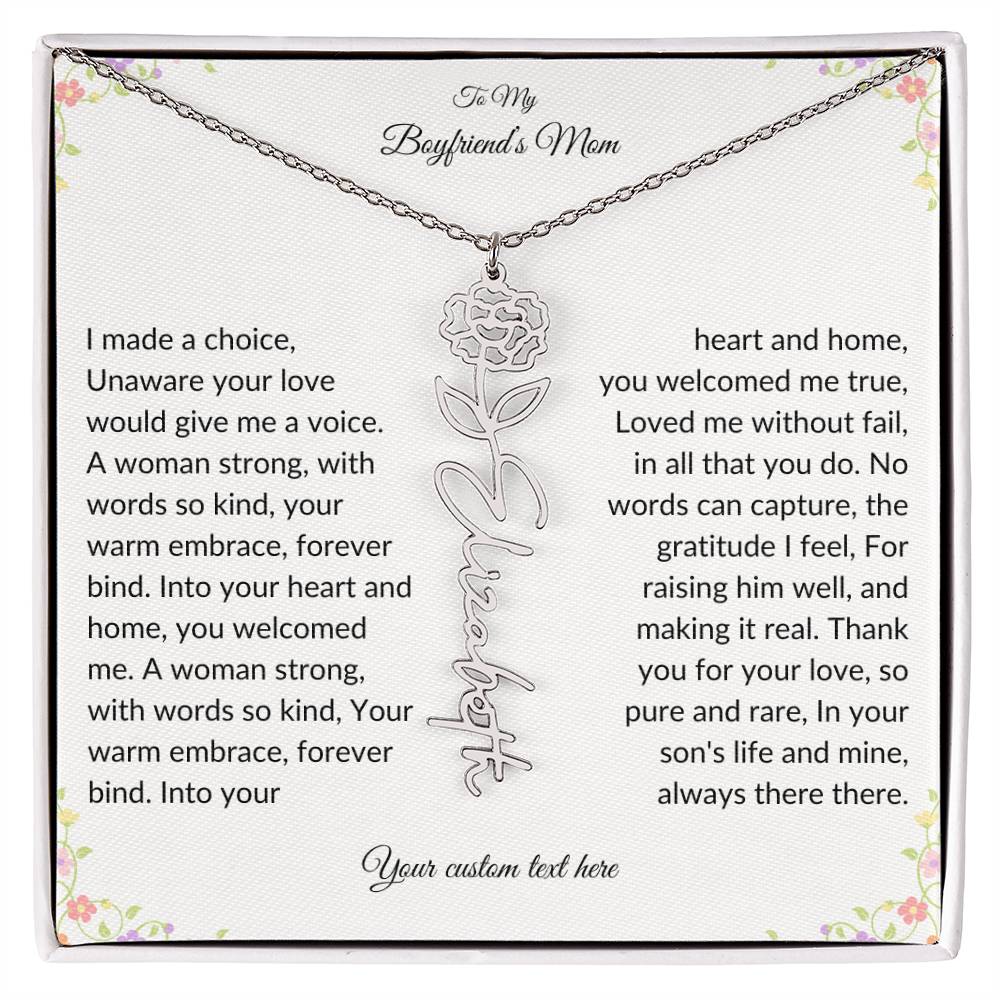 To My Boyfriends Mom Birth flower Name Necklace-[product type]