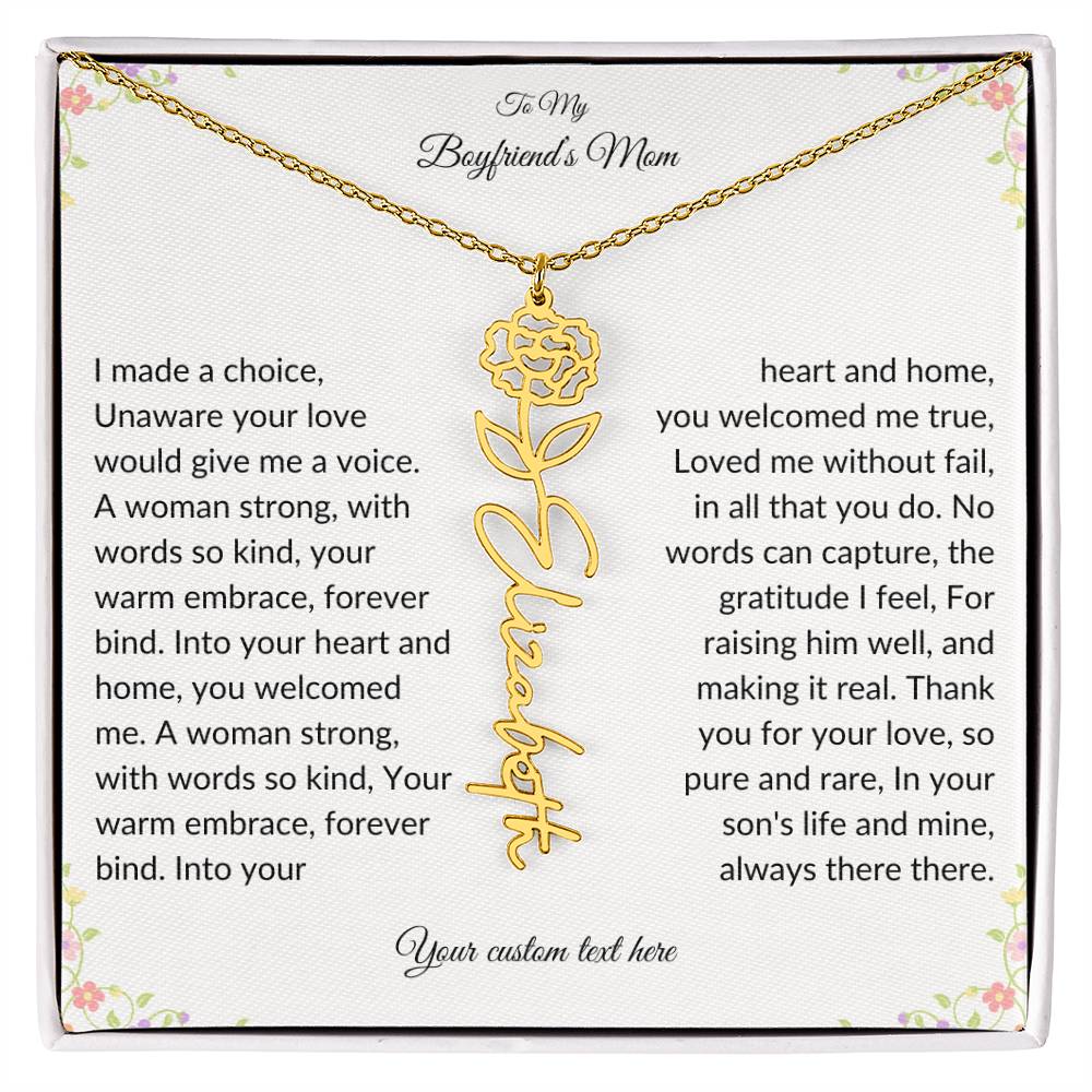 To My Boyfriends Mom Birth flower Name Necklace-[product type]