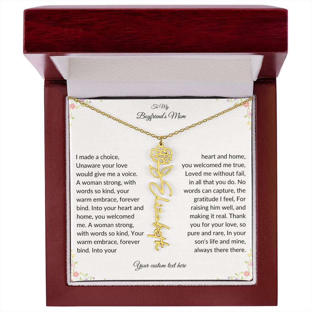 To My Boyfriends Mom Birth flower Name Necklace-[product type]