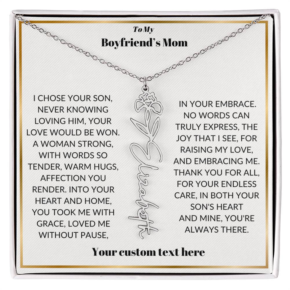 To My Boyfriends Mom Birthflower Necklace Gift-[product type]