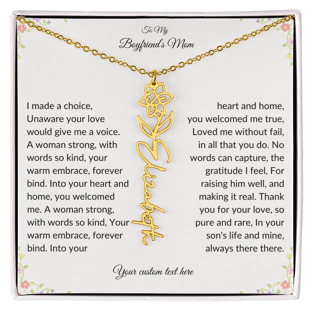 To My Boyfriends Mom Birth flower Name Necklace-[product type]