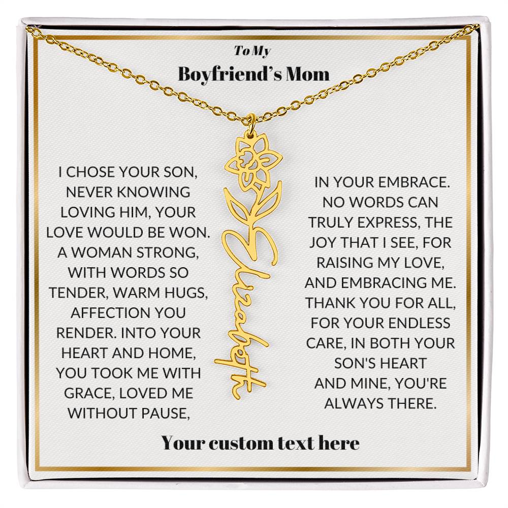 To My Boyfriends Mom Birthflower Necklace Gift-[product type]