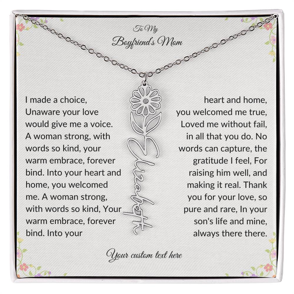 To My Boyfriends Mom Birth flower Name Necklace-[product type]