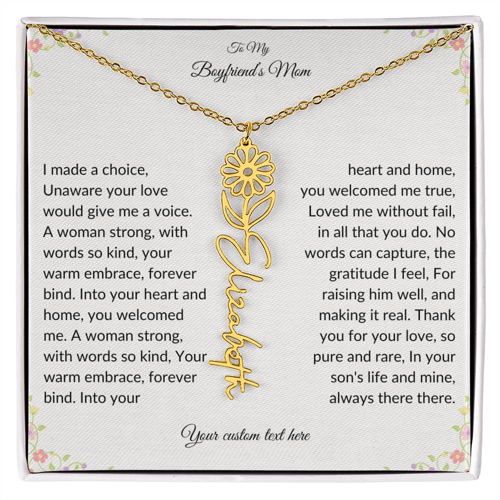 To My Boyfriends Mom Birth flower Name Necklace-[product type]