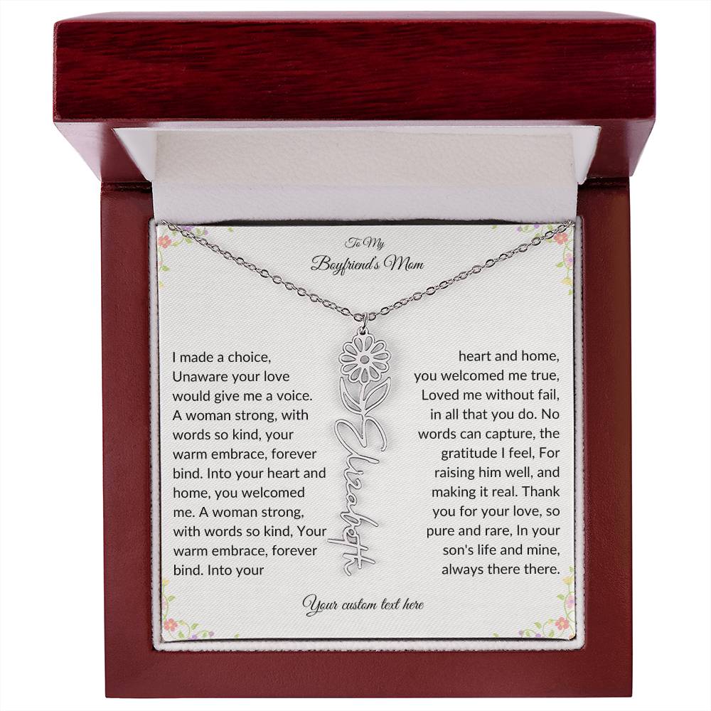 To My Boyfriends Mom Birth flower Name Necklace-[product type]