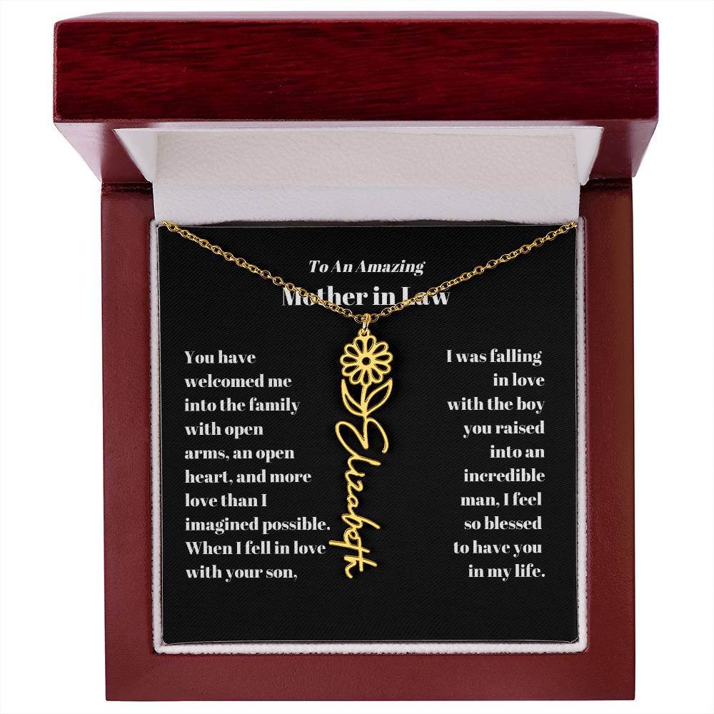 Mother in Law Personalized Birth flower Name Necklace-[product type]