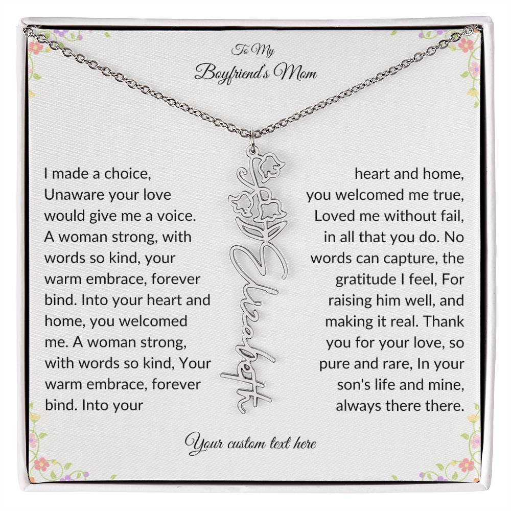 To My Boyfriends Mom Birth flower Name Necklace-[product type]