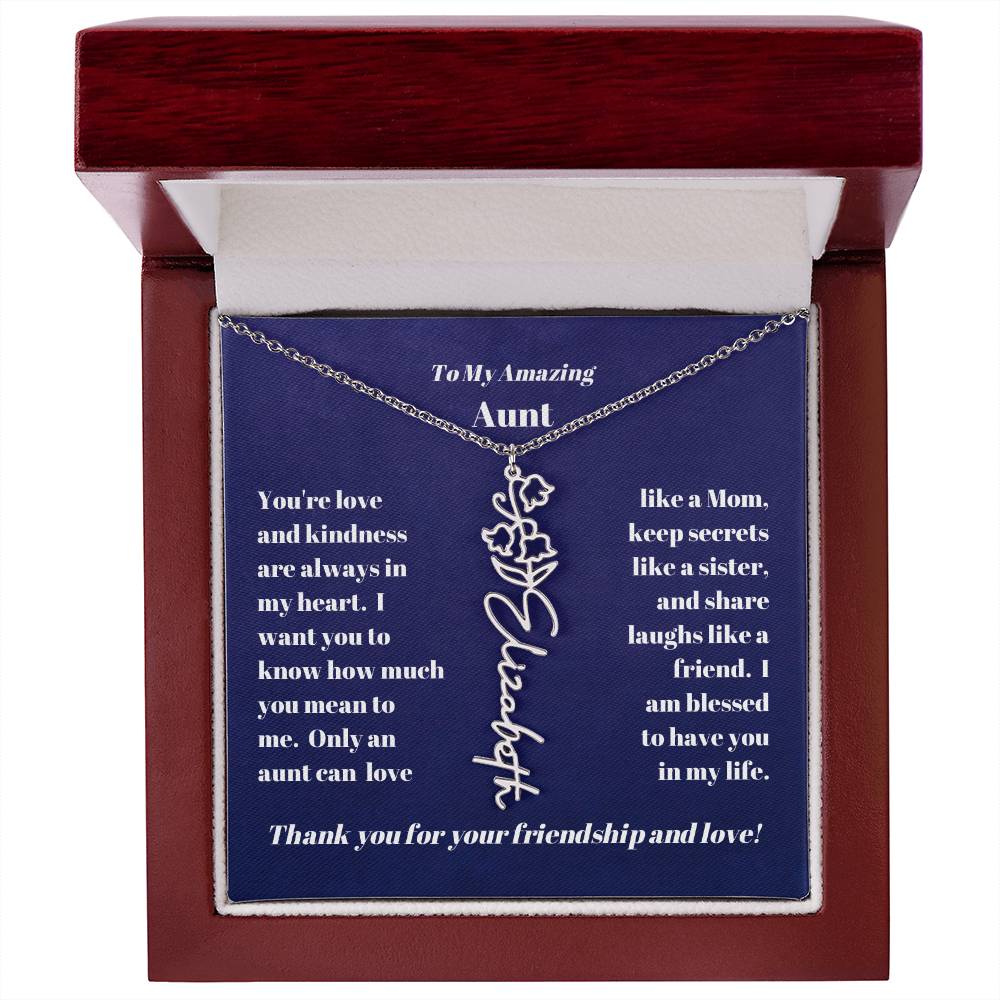 Aunt Personalized Name Birth Flower Necklace Gift-[product type]