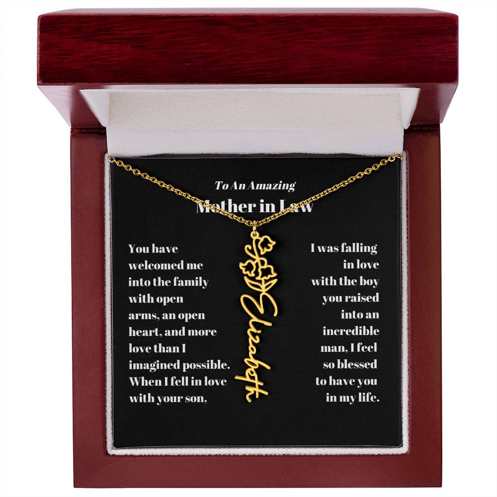 Mother in Law Personalized Birth flower Name Necklace-[product type]