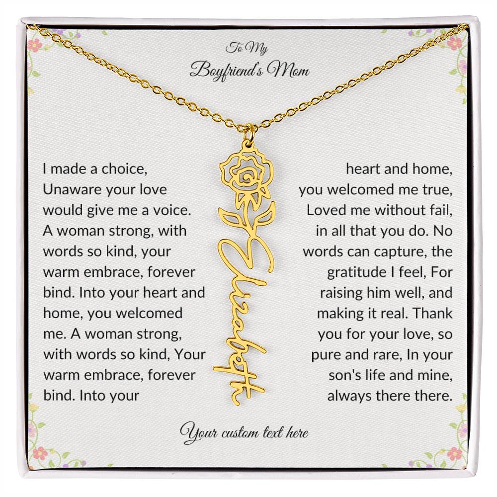 To My Boyfriends Mom Birth flower Name Necklace-[product type]