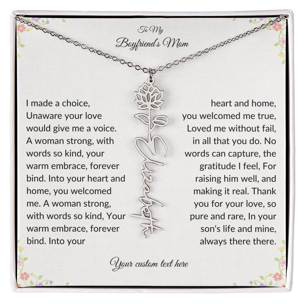 To My Boyfriends Mom Birth flower Name Necklace-[product type]