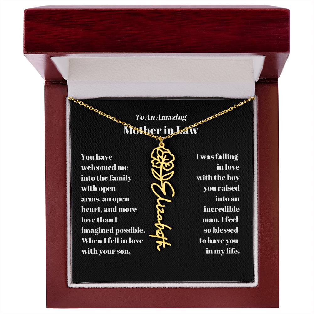 Mother in Law Personalized Birth flower Name Necklace-[product type]