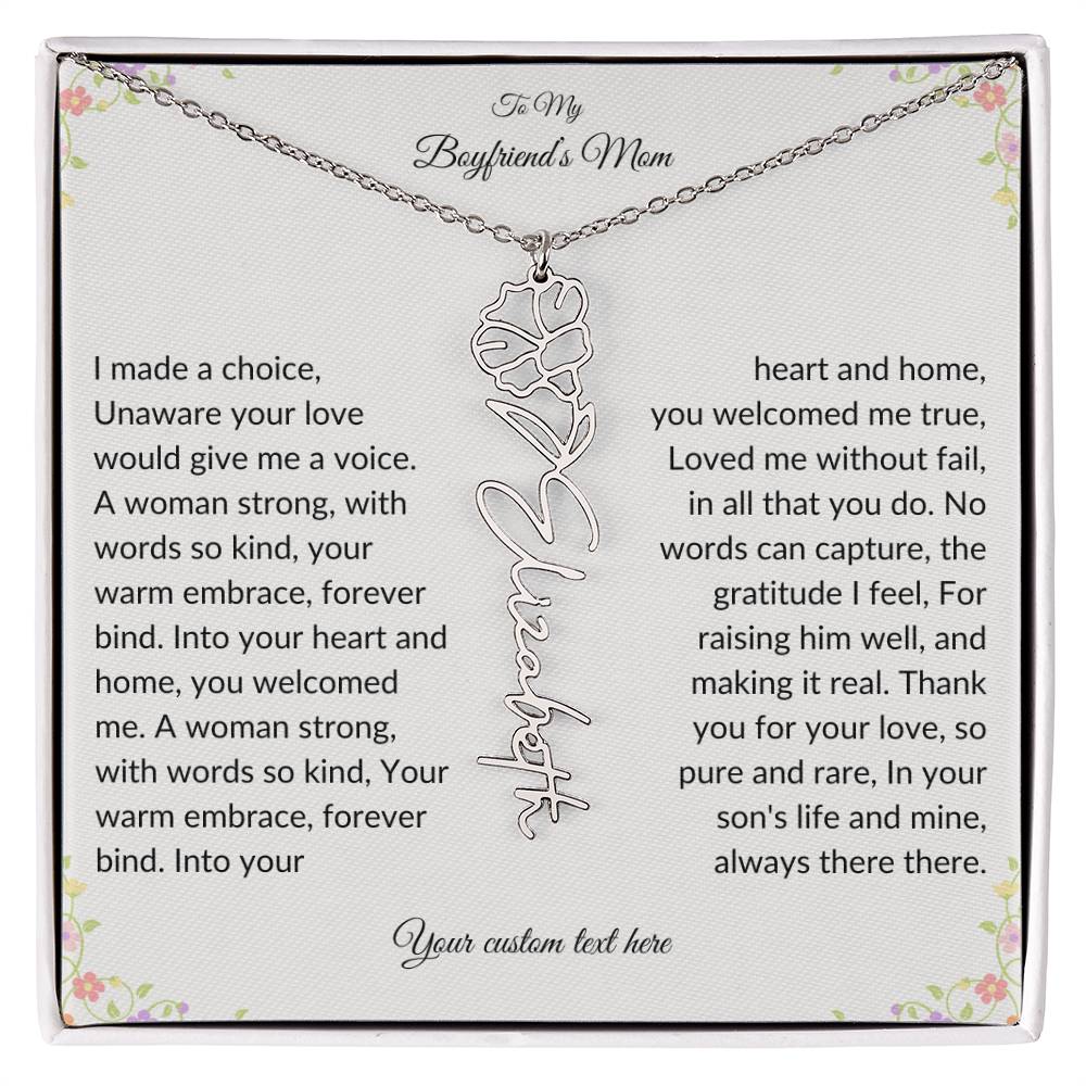 To My Boyfriends Mom Birth flower Name Necklace-[product type]