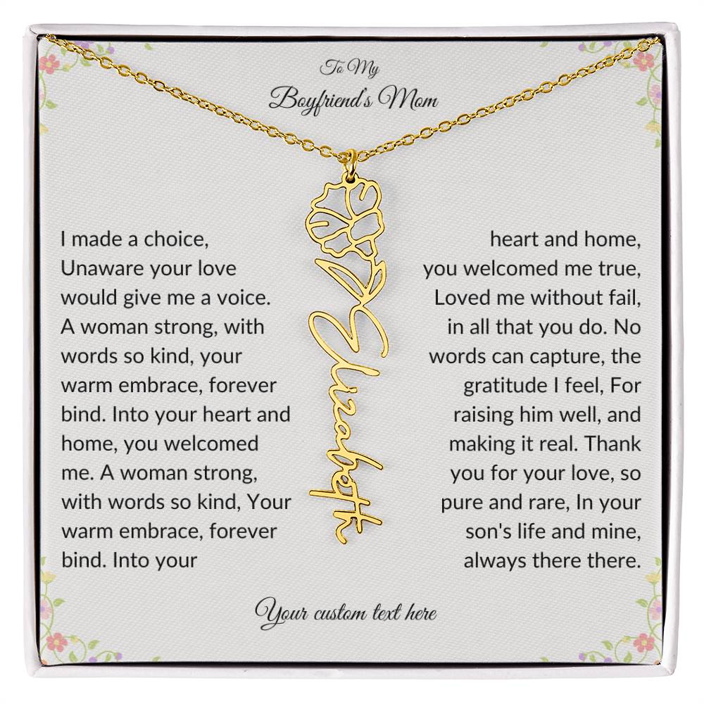 To My Boyfriends Mom Birth flower Name Necklace-[product type]