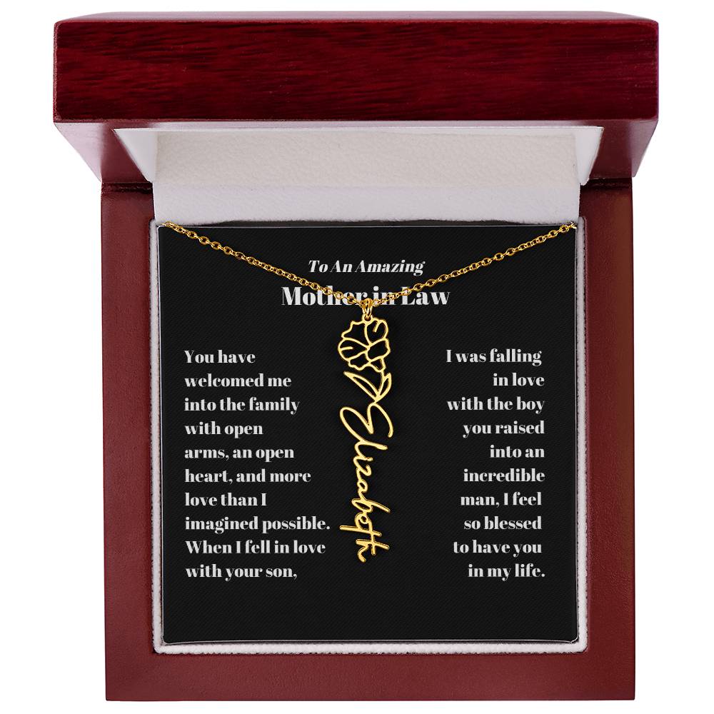 Mother in Law Personalized Birth flower Name Necklace-[product type]