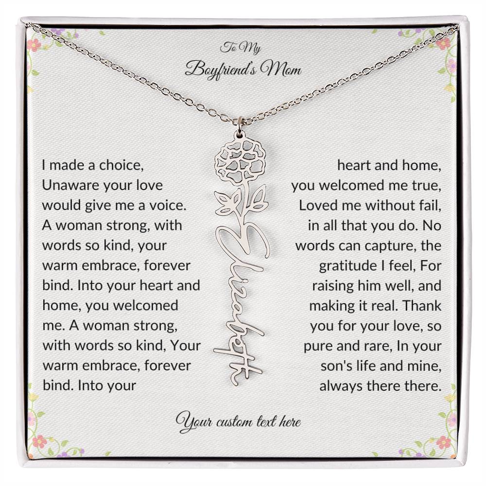 To My Boyfriends Mom Birth flower Name Necklace-[product type]