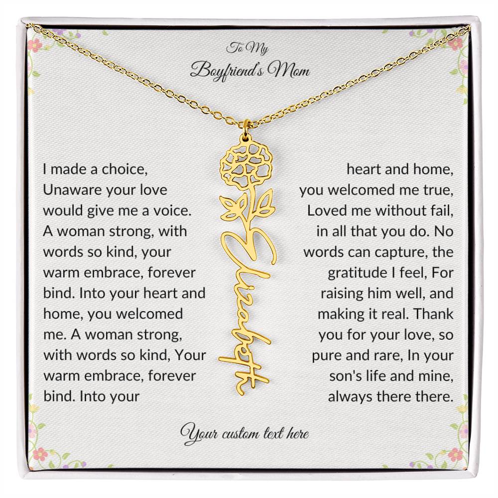 To My Boyfriends Mom Birth flower Name Necklace-[product type]