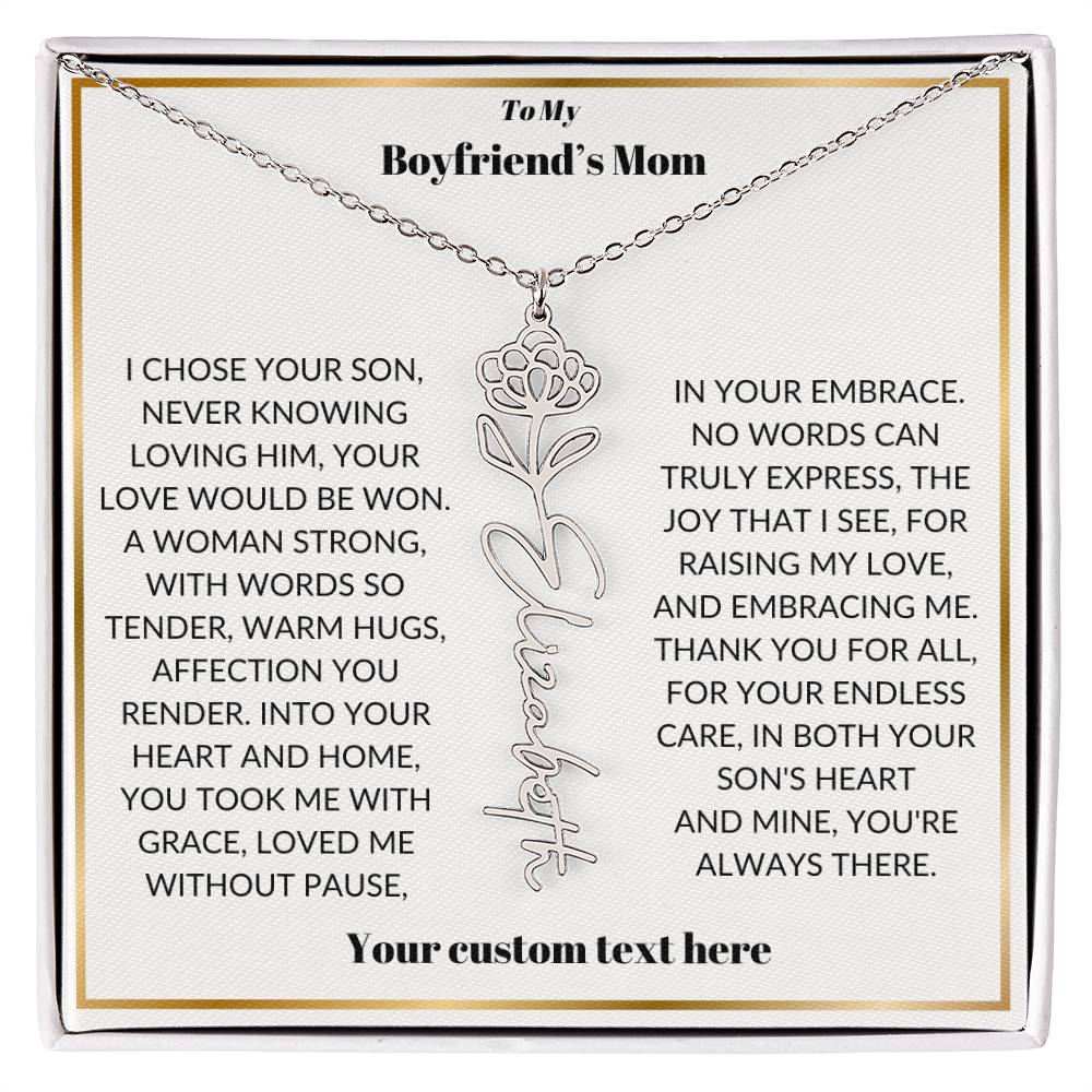 To My Boyfriends Mom Birthflower Necklace Gift-[product type]