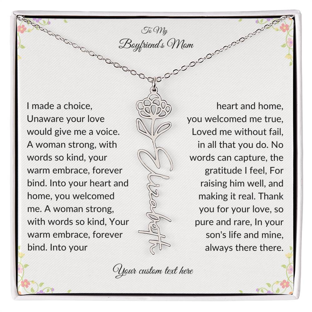 To My Boyfriends Mom Birth flower Name Necklace-[product type]